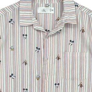 Disney Mickey & Friends Striped Button Front Shirt Multicolor Men’s XL